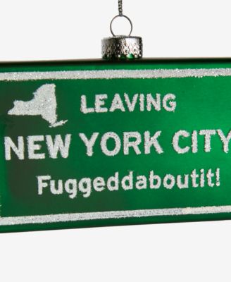 New York City 2025 Glass Road Sign Ornament, Macy's Exclusive