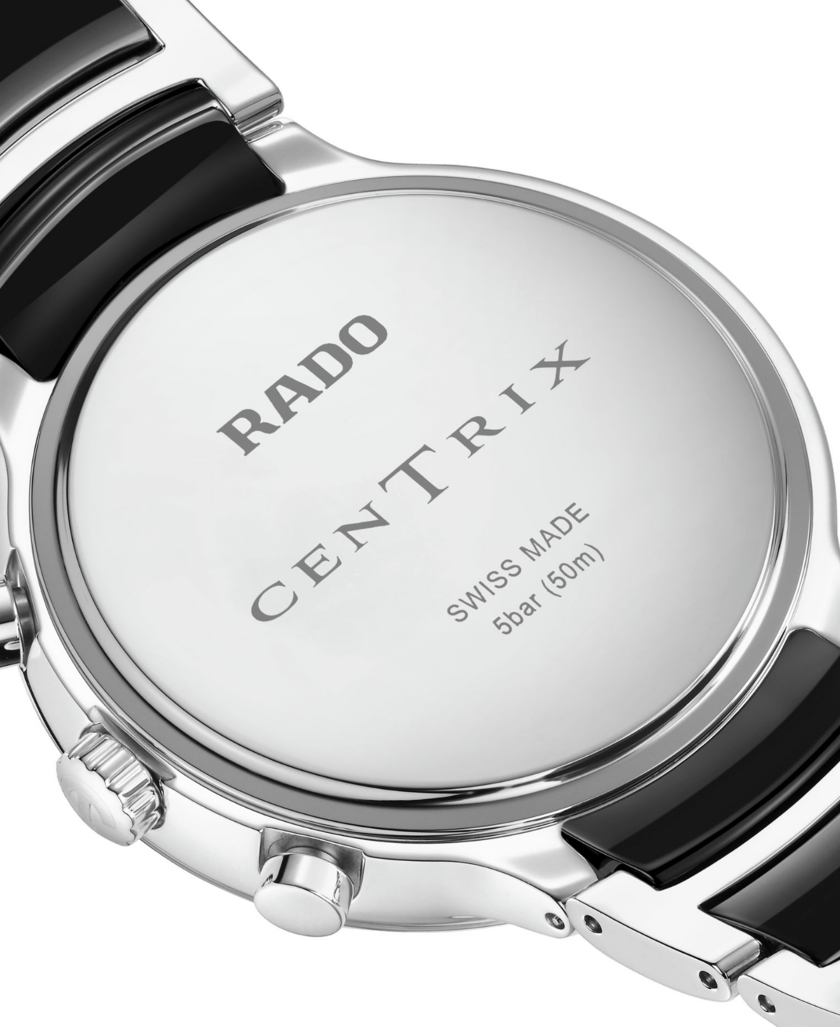 Rado Unisex Swiss Chronograph Centrix Black Ceramic & Stainless Steel Bracelet Watch 41mm
