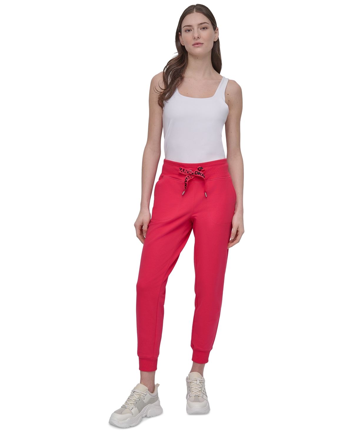 Dkny Sport Women's Logo-drawstring High-rise Joggers In Pink
