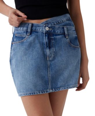 Women's Gaia Crossover-Waist Denim Mini Skirt