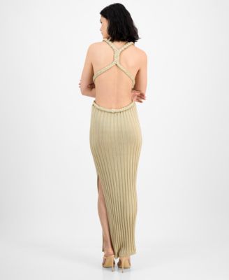 Women's Surplice Sleeveless Ribbed Knit Dress