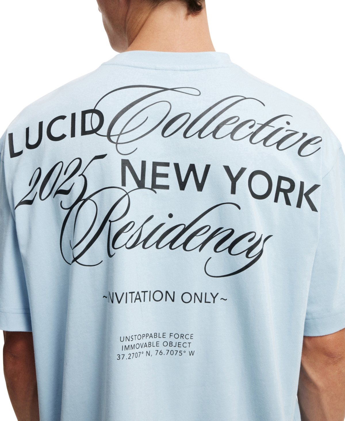 Shop Cotton On Men's Box Fit Text T-shirt In Pearl Blue,lucid Collective