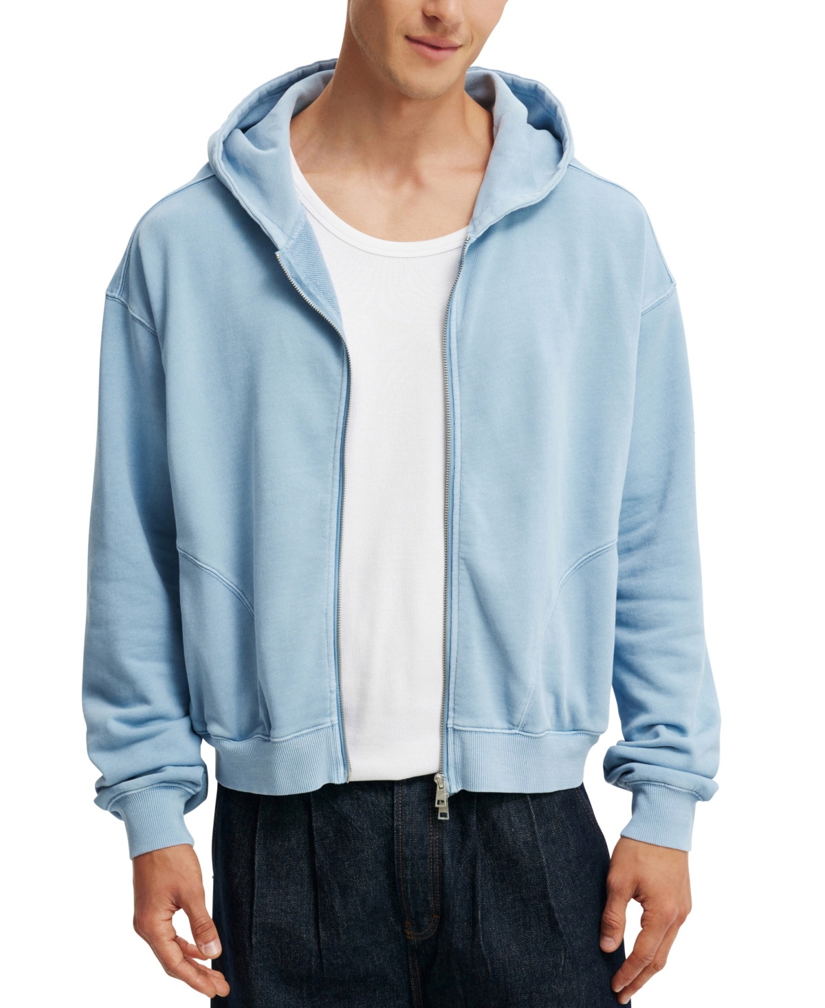 Shop Cotton On Men's Cropped Zip Up Hoodie