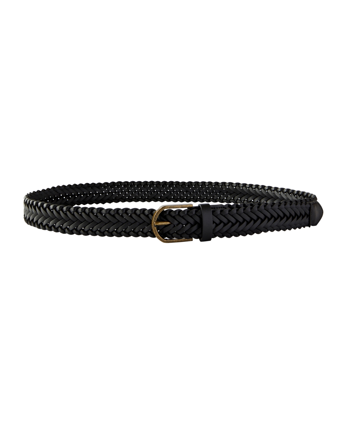 Men's Signature Braided Belt - Black, Burnished gold
