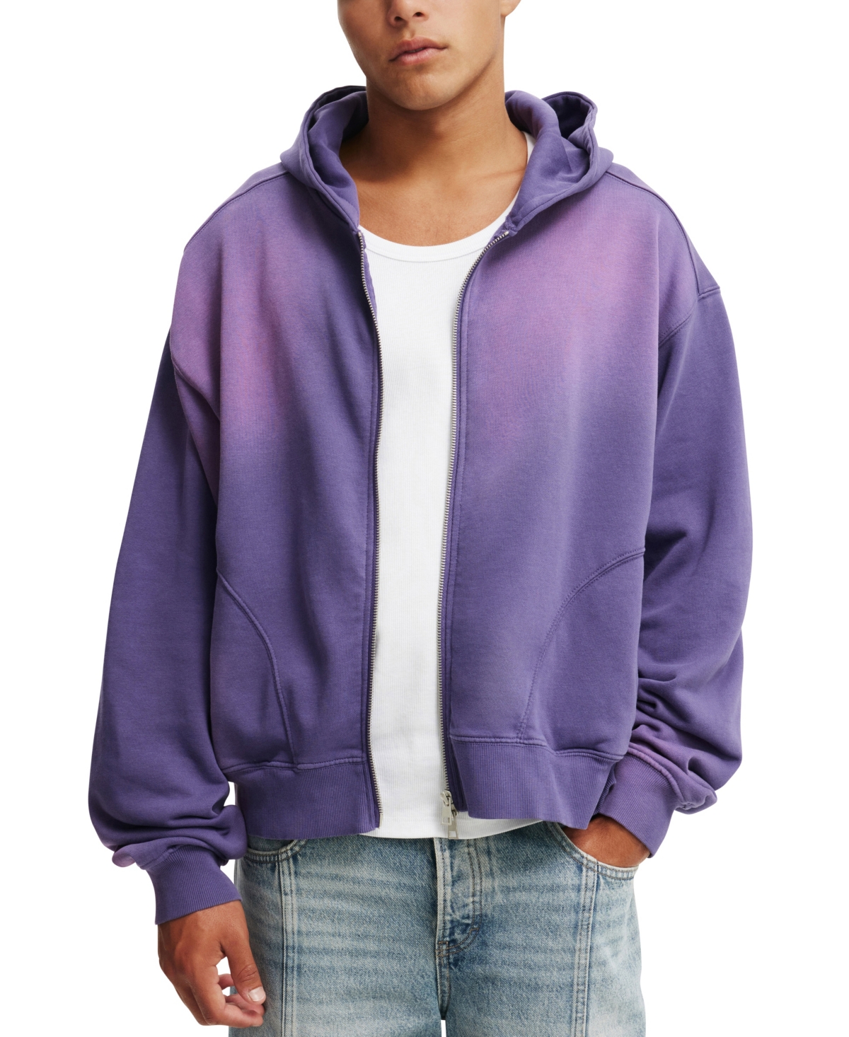 Cotton On Men's Cropped Zip Up Hoodie