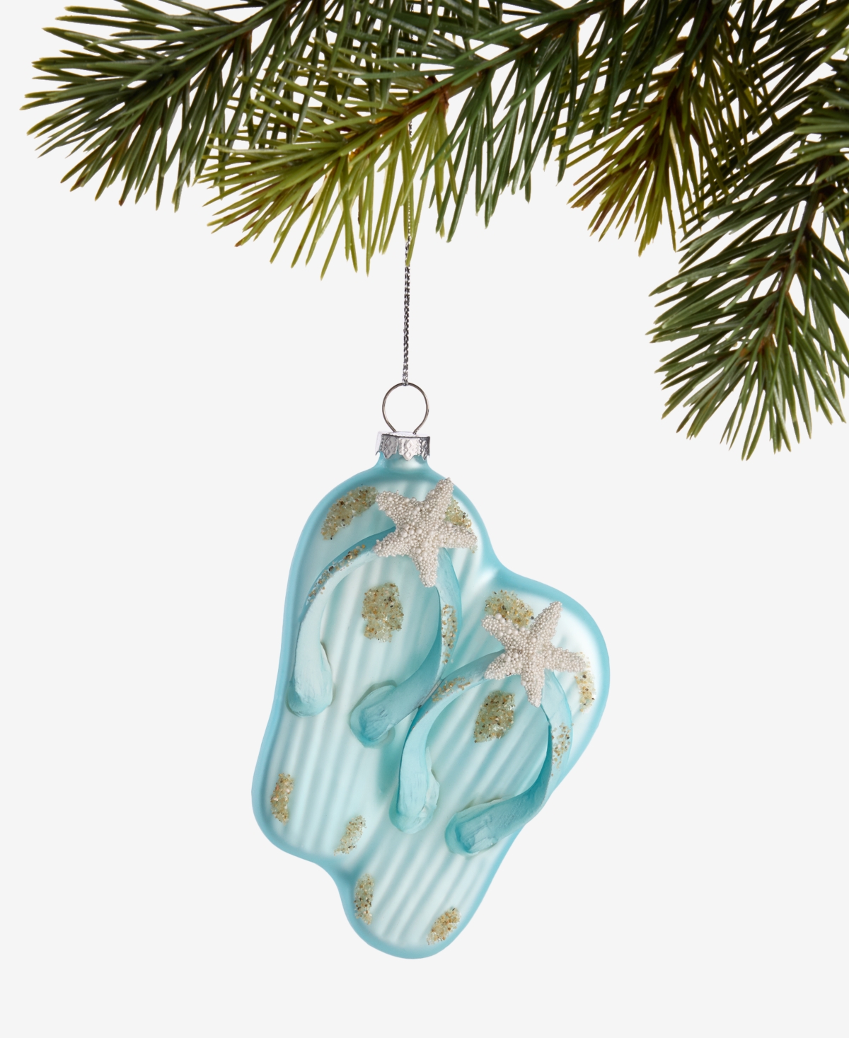 Holiday Lane Seaside Glass Glittered Flip-flops Ornament, Macy's Exclusive In Transparent
