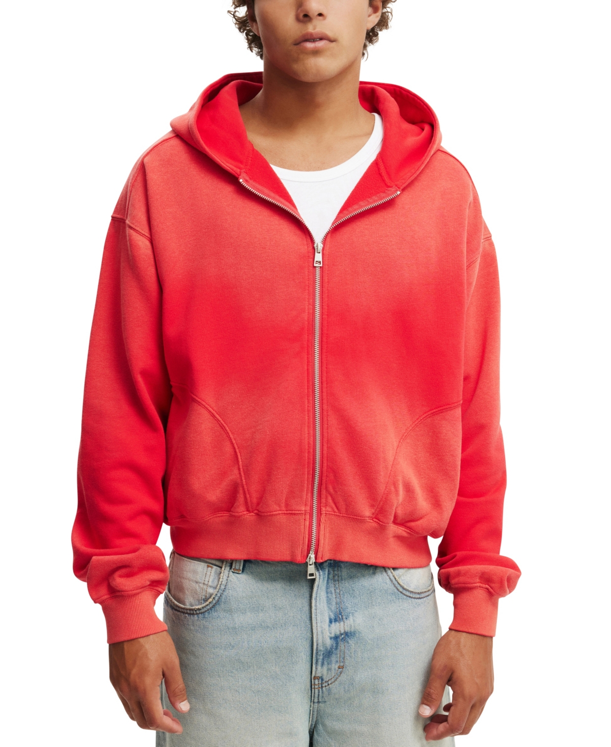 COTTON ON MEN'S CROPPED ZIP UP HOODIE