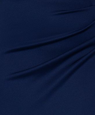 Plus Size Gathered-Waist Flutter-Sleeve Evening Gown