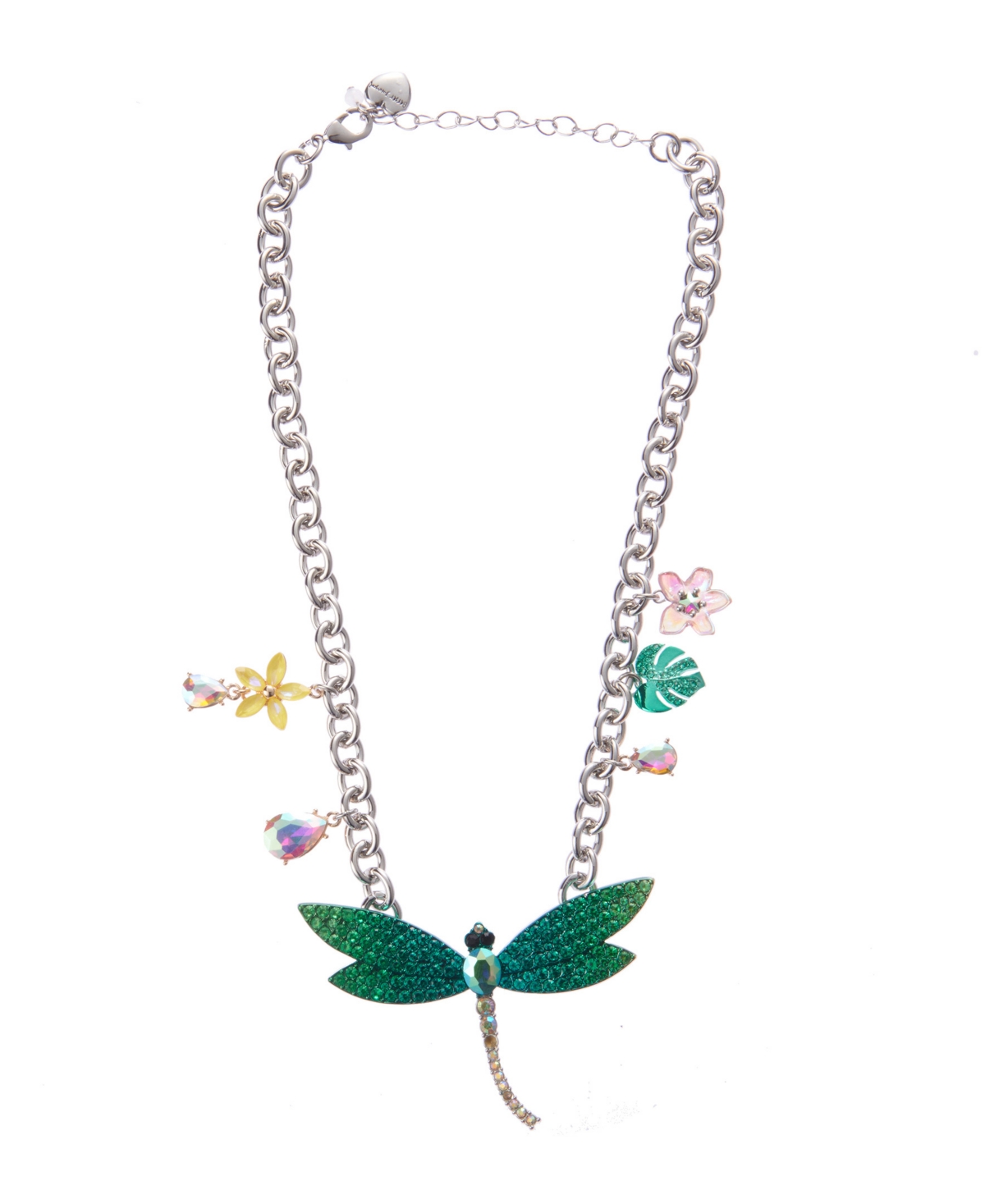 Shop Betsey Johnson Faux Stone Garden Glam Dragonfly Bib Necklace In Blue,rhodium