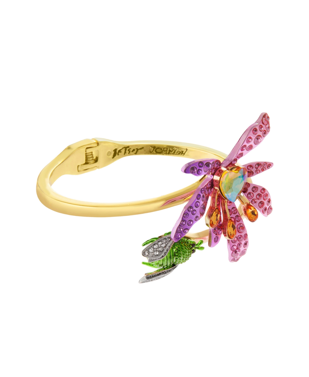 Betsey Johnson Faux Stone Garden Glam Iris Bangle Bracelet In Multi
