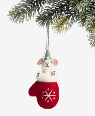 Holiday Lane - Tiny Tidings Felted Mitten Mouse Ornament