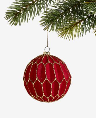 Holiday Lane - Berry Tones Red Honeycomb Ball Ornament