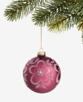 Holiday Lane - Berry Tones Red and Gold Ball Ornament