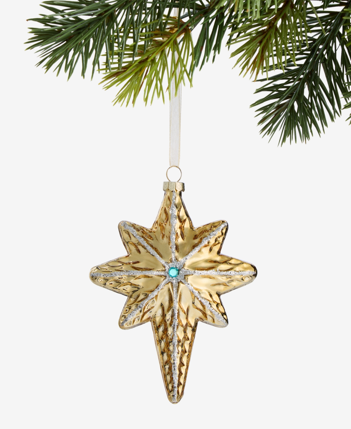 Holiday Lane Blessed Gold-Tone Glass Star Ornament, Macy's Exclusive