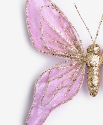 Enchanted Forest Purple Glitter Butterfly Ornament