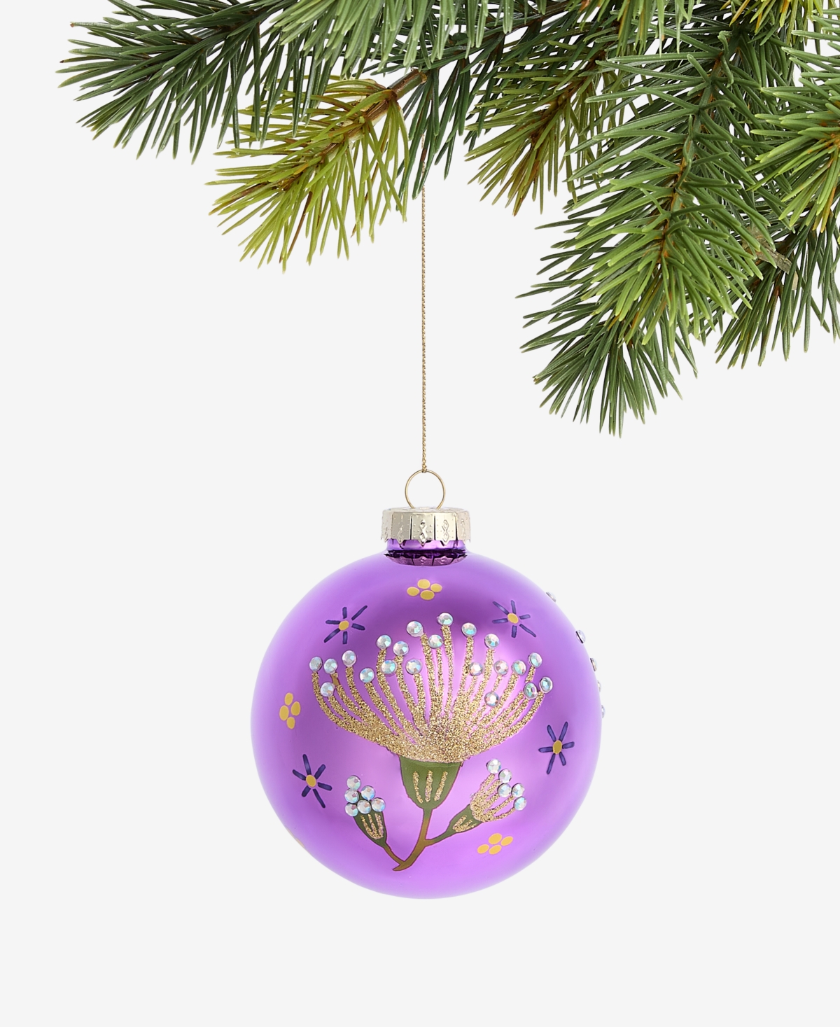Holiday Lane Enchanted Forest Pink Floral Ball Ornament, Macy's Exclusive In Transparent