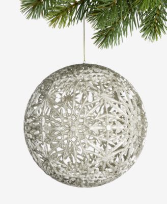 Holiday Lane - Gilded Glamour Glitter Silver Ball Ornament