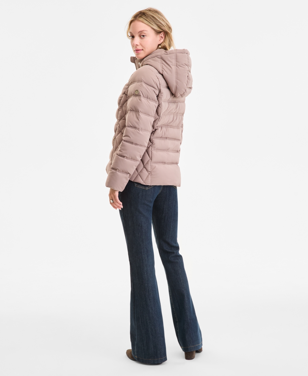 Michael Kors Michael  Plus Size Faux-fur-trim Hooded Puffer Coat In Pink