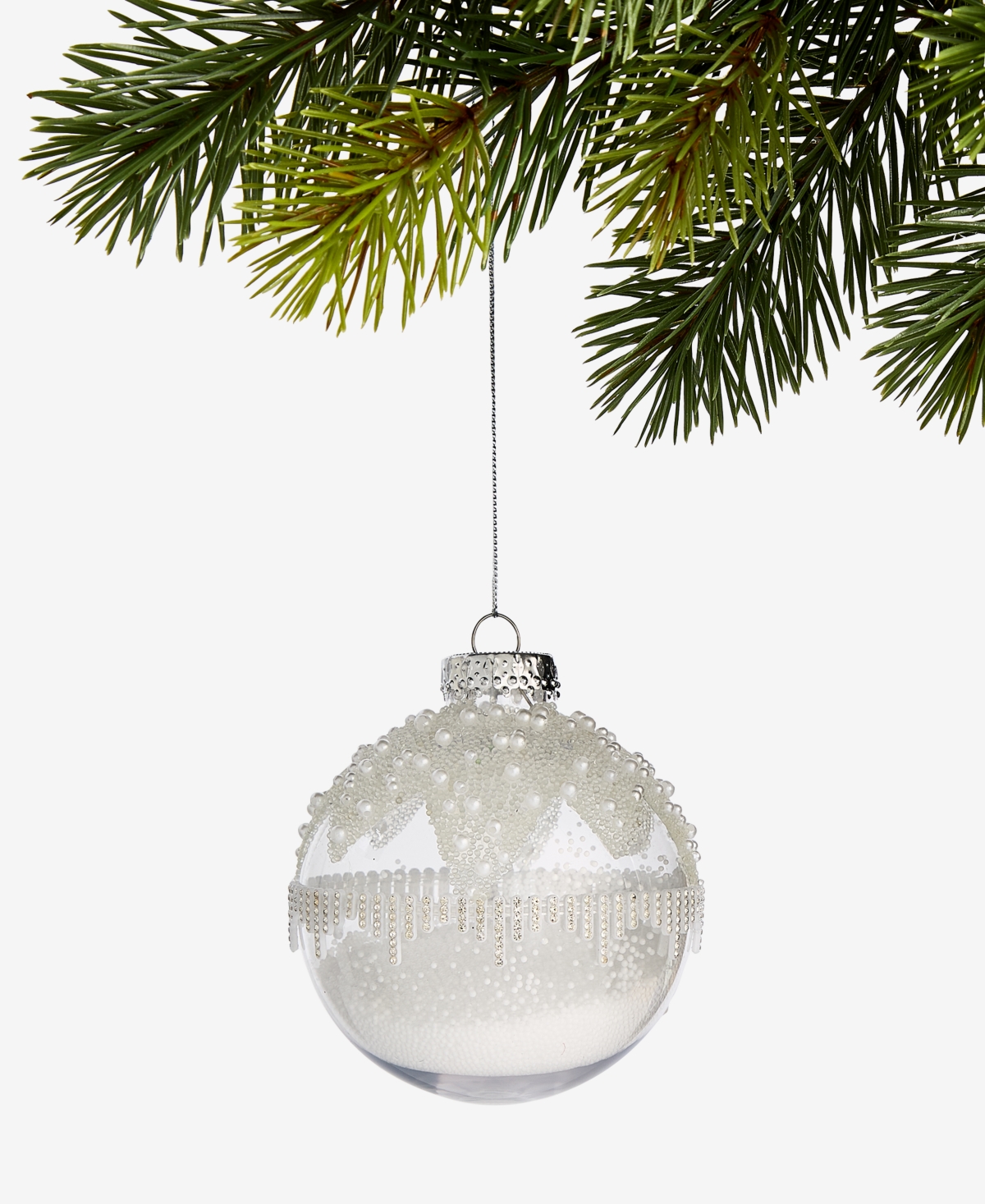 Holiday Lane Iced Delight Silver Ball Ornament, Macy's Exclusive In Transparent