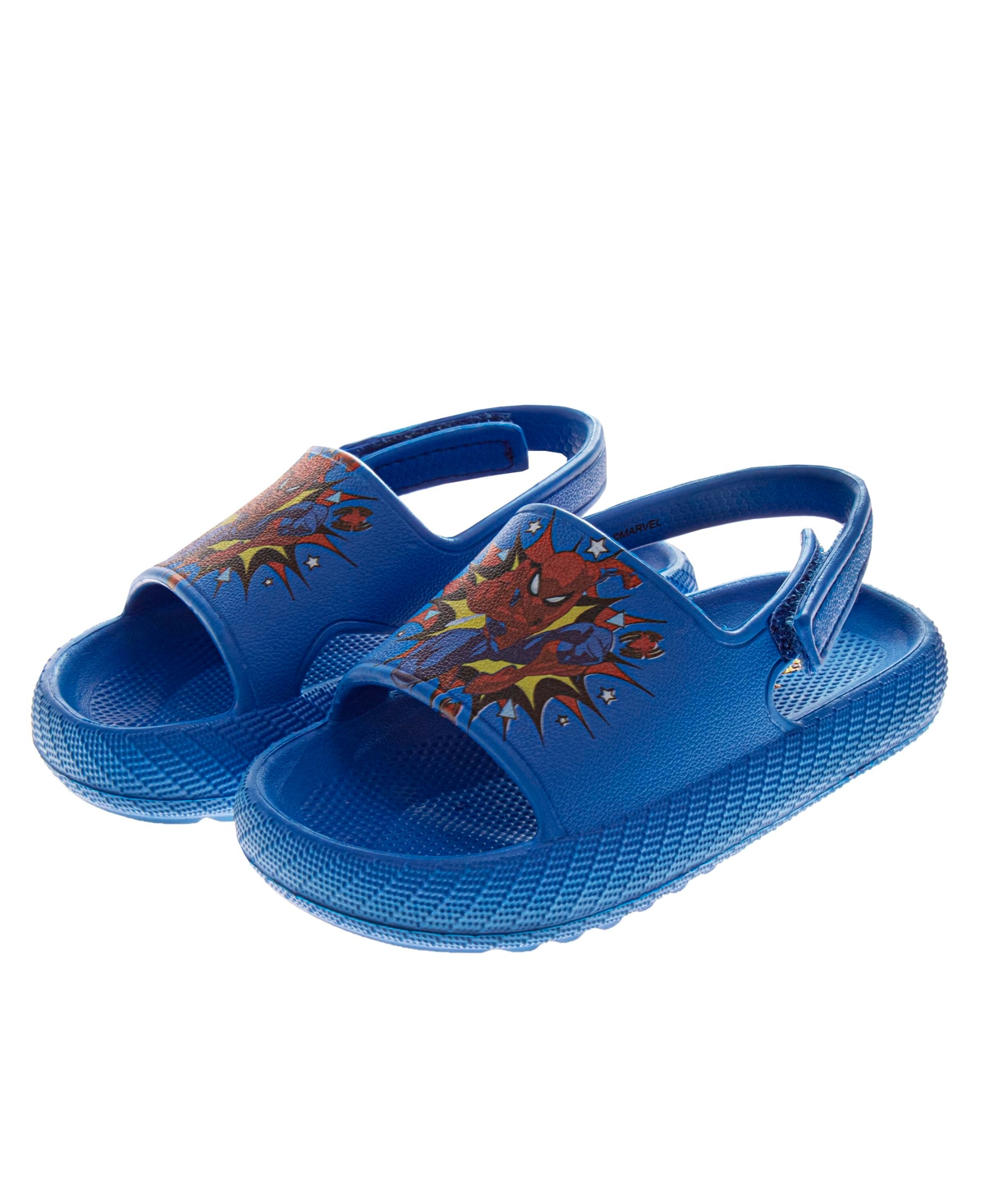 Spider-man Toddler Boys Marvel Hook And Loop Backstrap Slides In Blue