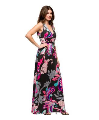 Women's V Neck Empire Waist Sleeveless Maxi Dress