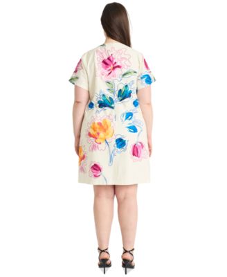 Plus Size Printed Short-Sleeve Dress