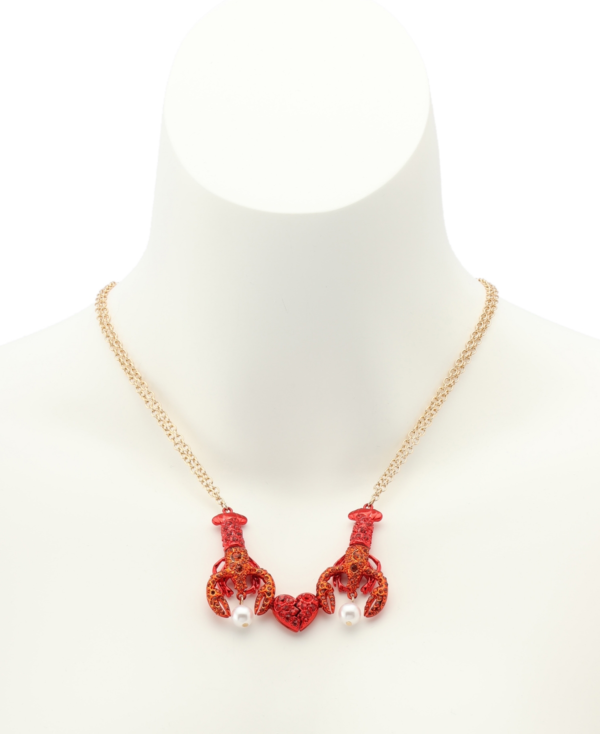 Betsey Johnson Mermaid Jewels Lobster Friendship Necklace Set In Red,gold