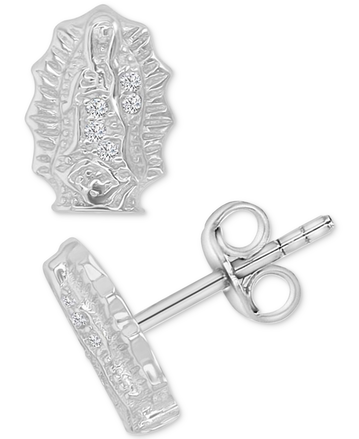 Cubic Zirconia Sculptural Stud Earrings in Sterling Silver - Silver