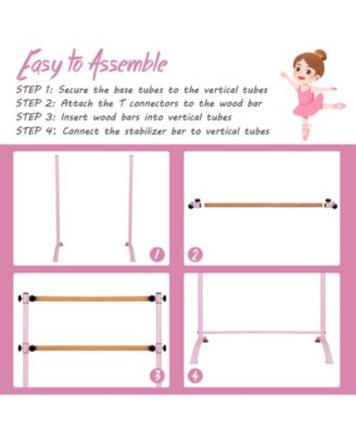 Portable Freestanding Double Ballet Barre for Home Dance and Stretching