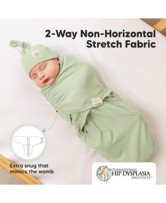 3-Pack Organic Baby Swaddle Sleep Sacks with Knot Hats, Newborn Baby Swaddles Wrap 0-3 Months, Ergonomic Wearable Blanket