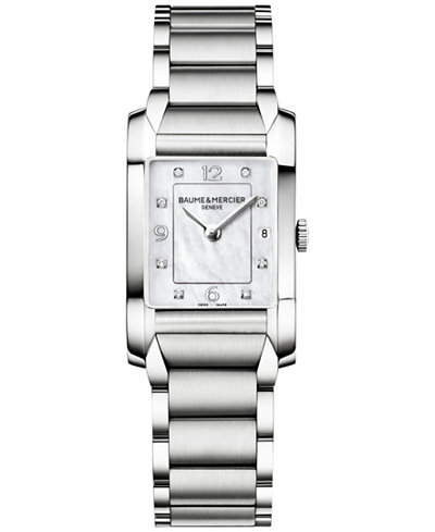 Baume & Mercier Women's Swiss Hampton Diamond Accent Stainless Steel Bracelet Watch 35x22mm M0A10050