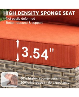 10 Piece Outdoor Rattan Patio Set with Swivel Rocker Chairs, Modular Sectional & Solar Coffee Table