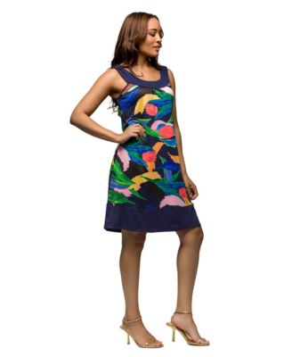 Women's Floral Scoop Neck Sleeveless Knee Length Dress