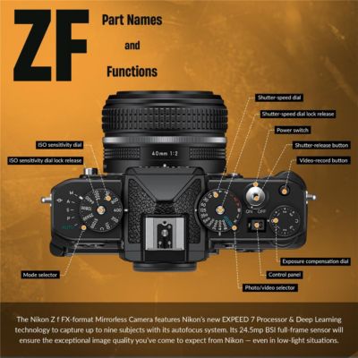 Z f Mirrorless Camera, Orange, Bundle with 128GB Memory Card, EN-EL15c Battery, Smart Charger Plate, Charger Base, Cleaning Kit
