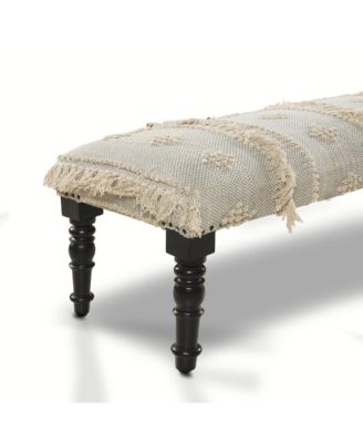 Accent Bench with Legs and Abstract Stripe Dot Upholstery for Living Room