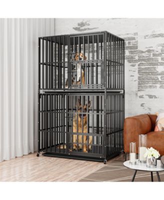 Stackable Heavy-Duty Dog Cage With Casters and Tray