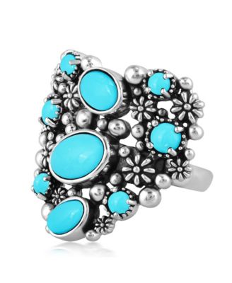 Sterling Silver Sleeping Beauty Turquoise Heart Ring, Size 7