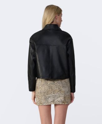 Women's Cropped Leather Jacket, Created for Macy's