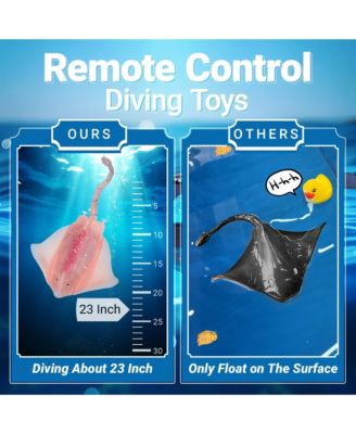 Remote Control Simulation Swimming Manta Ray Toy with LED Lights - Pool and Bath Toy for Kids