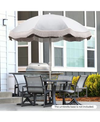 6.5 FT Beach Umbrella w/ Fringe Tassel Umbrella w/ Push Button Tilt Sand Anchor