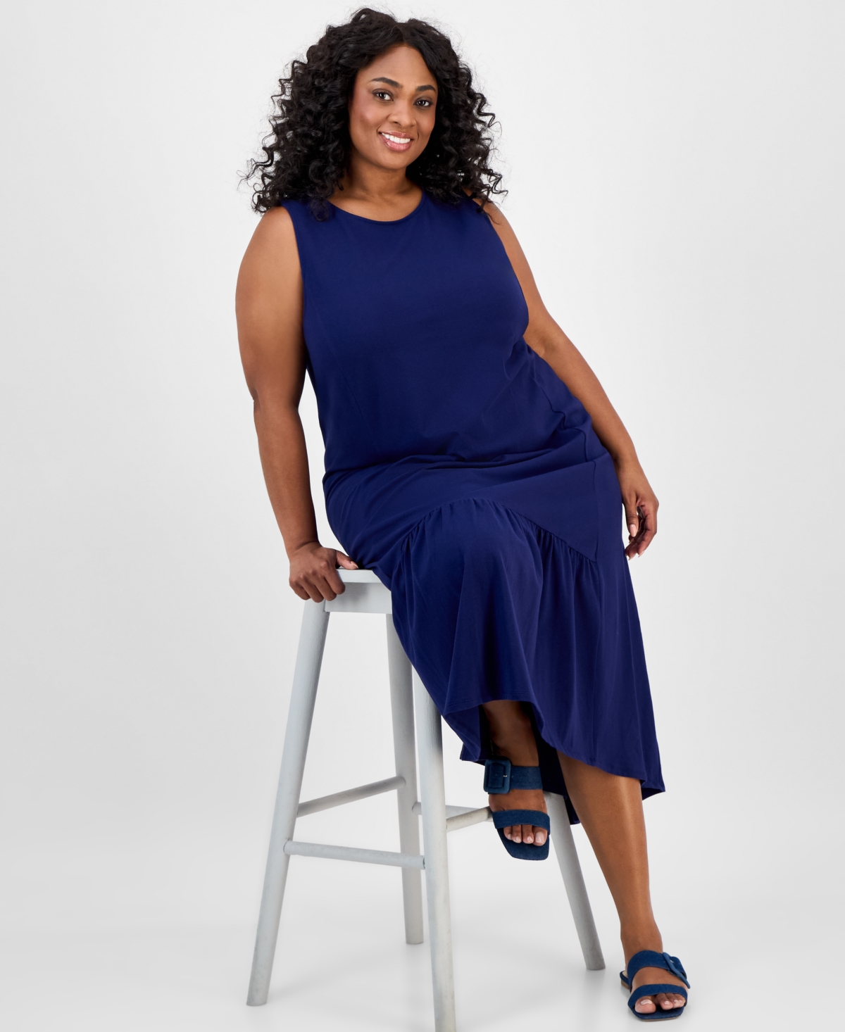 Jones New York Plus Size Ruffled High-Low Dress