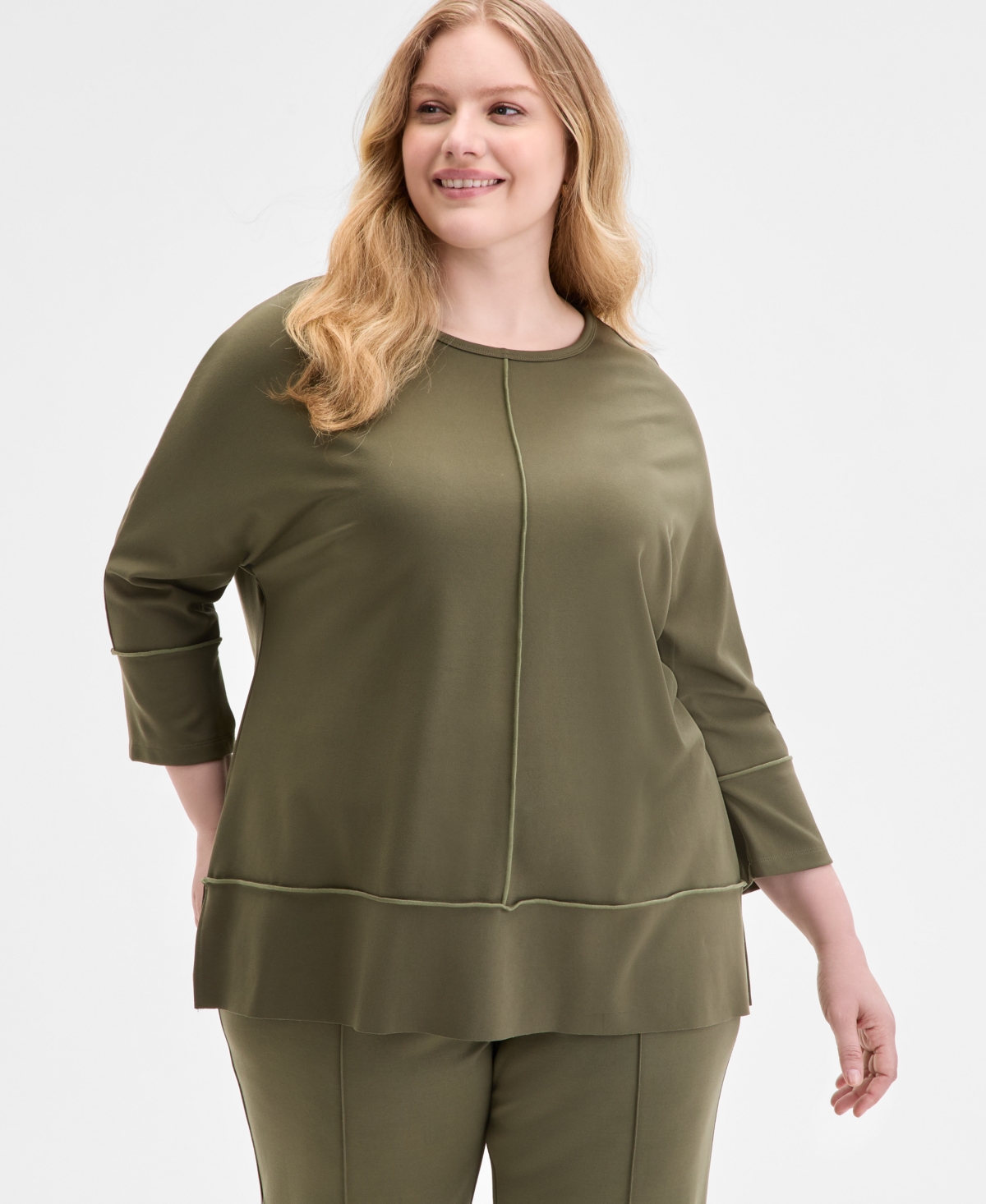 Plus Size Serenity Dolman-Sleeve Tunic - Jasper Green