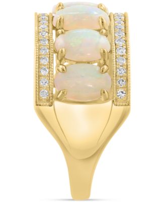 EFFY&reg; Opal (2 ct. t.w.) & Diamond (1/5 ct. t.w.) Oval Channel Ring in 14k Gold