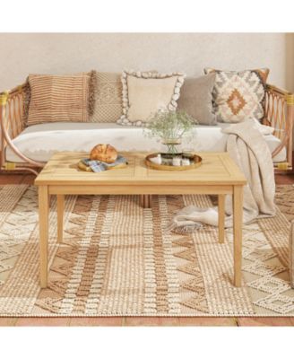 Balcony Coffee Table with Slatted Teak Top, Weather-Resistant Outdoor Design