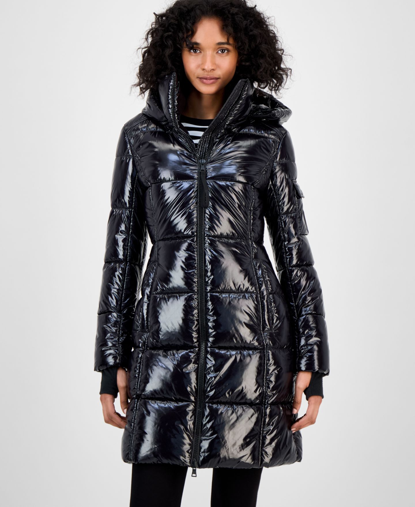Женская куртка S13 Hooded Thumbhole-Cuff Shine Puffer — фото 1