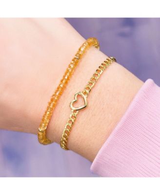 Citrine Bead Bracelet 14K Gold