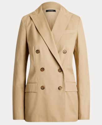 Women's Double-Breasted Cotton Twill Blazer