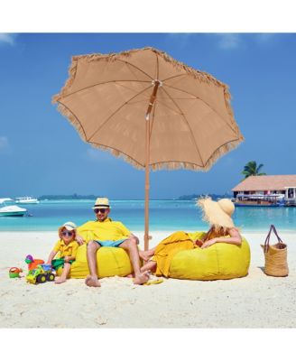 6.5 FT Thatched Tiki Umbrella w/ Foldable Stand Hawaiian Style Beach Umbrella