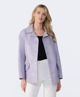 Women's Relaxed Leather Jacket, Created for Macy's