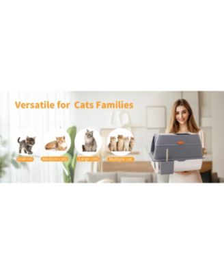 Stainless Steel Cat Litter Box With Lid, Scoop ,Filter Pedal